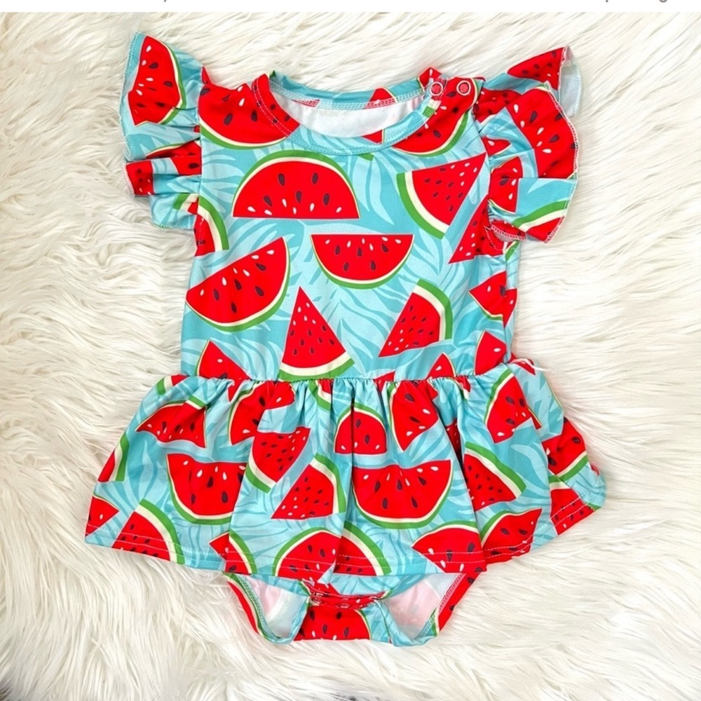 New Boutique Girls Watermelon Skirt Onesie